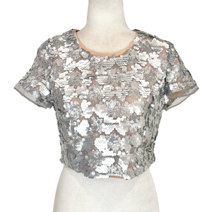 L' Atiste silver sequin crop top